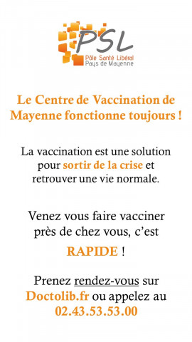 Le centre de vaccination de Mayenne fonctionne toujours !